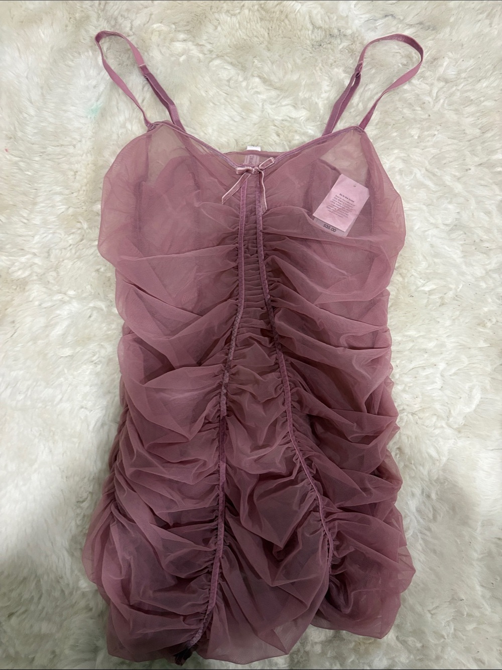 Auden Mauve Ruched Mesh Cami Nightdress